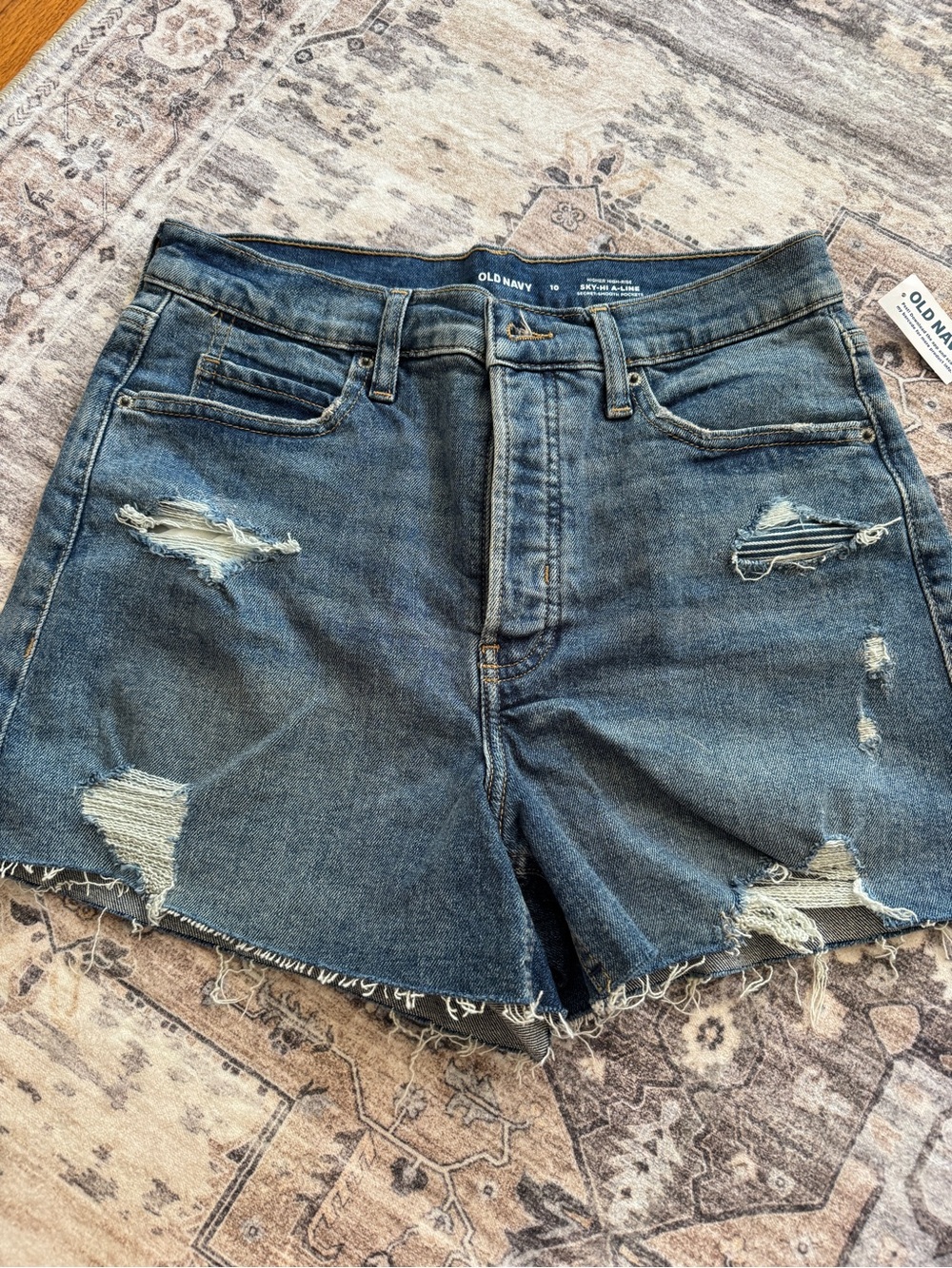 Higher High-Waisted Button-Fly Ripped Cut-Off Jean Shorts - Picture 1 of 6